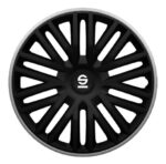 Set 4 Copricerchi Sparco Bergamo Nero e Grigio – Raggio 14" e 15" – Design Elegante e Sportivo